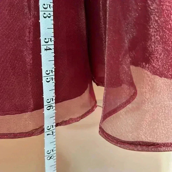 EUC Victorian Shakespeare Formal Corset Dress Floral Beaded Tulle Maxi Burgundy - Picture 7 of 13